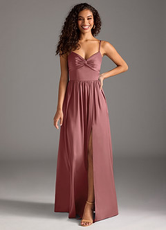 Azazie Zeya Bridesmaid Dresses Amethyst A-Line Pleated Stretch Satin Dress image15