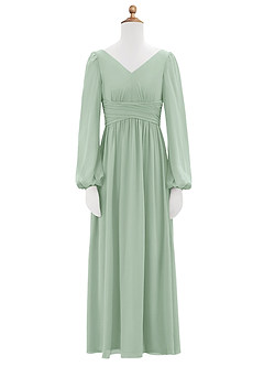 Azazie Norah Junior Agave A-Line Pleated Chiffon Dress image6