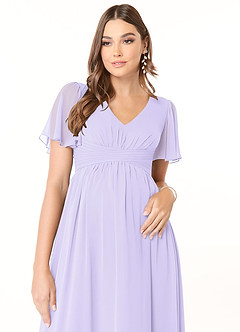 Azazie Verna Maternity Bridesmaid Dresses A-Line V-Neck Ruched Chiffon Floor-Length Dress image5