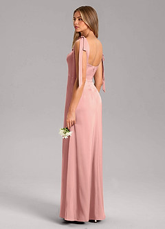 Azazie Frostine Bridesmaid Dresses Rosette A-Line Bow Stretch Satin Dress image6