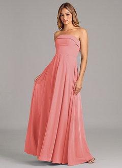 Azazie Lucienne Bridesmaid Dresses Coral A-Line Strapless Chiffon Convertible Dress image1