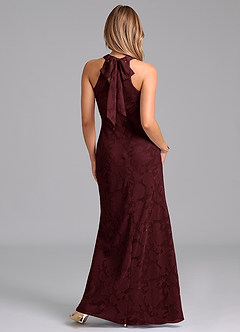 Azazie Doretta Bridesmaid Dresses Cabernet Mermaid Pleated Floral Burnout Dress image6
