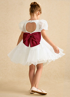 Azazie Debbie vestidos de niña de las flores Vestido de Marfil Burdeos de Organza de Princesa con Escote de Corazón image6