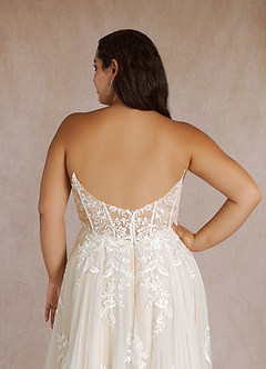 Azazie Wendie Wedding Dresses Diamond White Champagne A-Line Sequins Tulle Dress image18