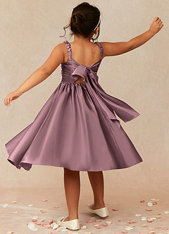 Azazie Cutie Pie Flower Girl Dresses Vintage Mauve A-Line Pleated Matte Satin Dress image2