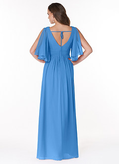 Azazie Temeka Bridesmaid Dresses Blue Jay A-Line Ruched Chiffon Dress image2