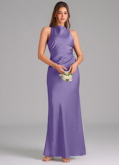 Azazie Evadne Bridesmaid Dresses Tahiti Sheath Pleated Stretch Satin Dress image6