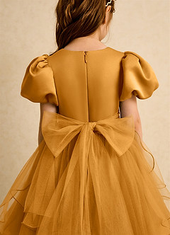 Azazie Cocoa vestidos de niña de las flores Vestido de Caramelo de Tul de Princesa con Plisado image9