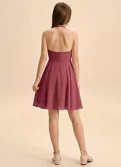 Azazie Kady Junior Vestido de Merlot de Gasa de Corte en A con Escote de Corazón image2
