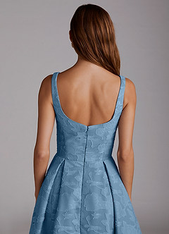 Azazie Amalie Bridesmaid Dresses Steel Blue A-Line Pleated Floral Burnout Dress image6