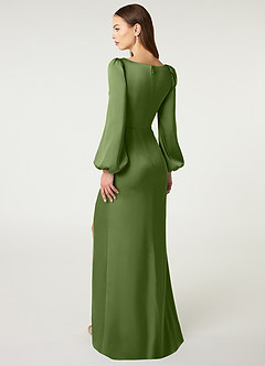Azazie Mel Robes de demoiselle d'honneur Robe Fourreau en Satin extensible Manche longue Genévrier image4
