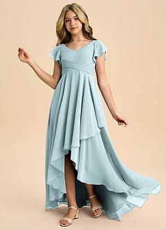 Azazie Caria Junior Mist A-Line Pleated Chiffon Dress image1