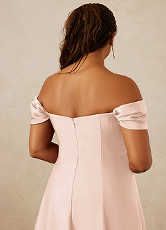 Christian Siriano Bridal for Azazie 1002 Bridesmaid Dresses Blushing Pink A-Line Off the Shoulder Stretch Satin Convertible Dress image14
