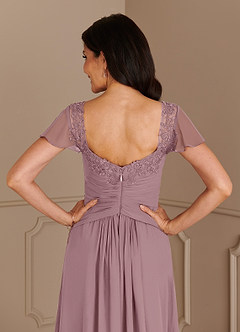 Azazie Gwenyth Mother of the Bride Dresses Dusty Rose A-Line Lace Chiffon Dress image7