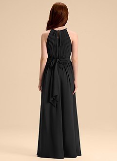 Azazie Malone Junior Black A-Line Pleated Chiffon Dress image2