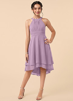 Azazie Linna Junior Wisteria A-Line Pleated Chiffon Dress image1