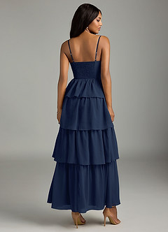 Azazie Kaiden Brautjungfernkleider A-Linie Herzausschnitt Chiffon Kleid Dunkelmarine image2