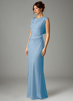 Azazie Kieryn Brautjungfernkleider Meerjungfrau-Linie Plissee Stretch-Satin Kleid Puderblau image5