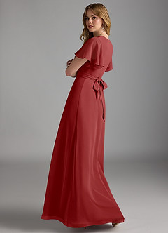 Azazie Zaniah Bridesmaid Dresses Rust A-Line Chiffon Dress image7