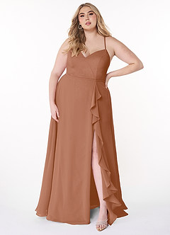 Azazie Naeem Bridesmaid Dresses Bronzer A-Line V-Neck Ruffle Chiffon Dress image7