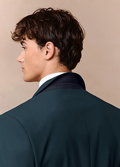 front Savile Teal Wool Blend Suit Jacket