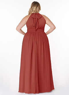 Azazie Iman Bridesmaid Dresses Terracotta A-Line A-Line Ruched Chiffon Dress image9