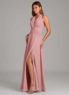 Azazie Elizabeth Bridesmaid Dresses Dusty Rose A-Line Pleated Chiffon Dress image4