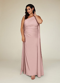 Azazie Franchesca Mother of the Bride Dresses Dusty Rose Mermaid Pleated Stretch Chiffon Dress image8