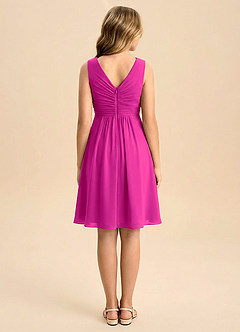 Azazie Skyla Junior Linia A Pofałdowany Szyfon Mini Młodsza druhna Sukienka image2