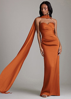 Azazie Sonora Suknie dla druhen Osłona Bez ramiączek Satyna elastyczna Do ziemi Sukienka image8