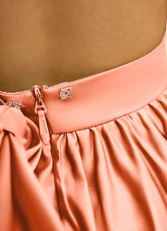 Azazie Nellia vestidos de niña de las flores Vestido de Atardecer de Satin Mate de Corte En A con Lazo image7