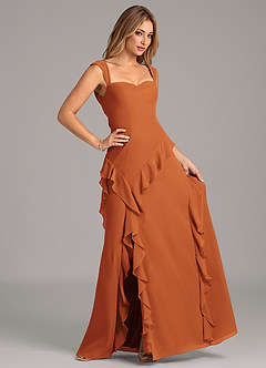 Azazie Sloane Bridesmaid Dresses Cinnamon A-Line Sweetheart Neckline Chiffon Dress image3