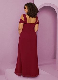 Barbie ♥ Azazie Bridesmaid Dresses Burgundy A-Line Off the Shoulder Chiffon Dress image8