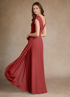 Azazie Bronson Mother of the Bride Dresses Rust A-Line Pleated Chiffon Dress image3