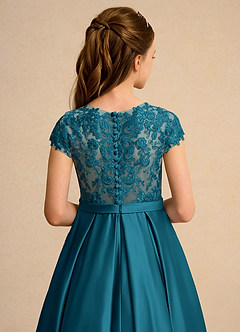Azazie Bunny Girls Formal Flower Girl Dresses Ink Blue Ball-Gown Lace Dress image7