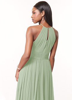 Azazie Cherish Robes de demoiselle d'honneur Robe Trapèze en Mousseline de soie Plissée Vert Sauge image5