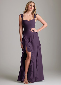 Azazie Sloane Bridesmaid Dresses Plum A-Line Sweetheart Neckline Chiffon Dress image3