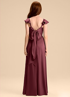 Azazie Everett Junior Jurk van Stretch Satijn met A-Lijn Boog Merlot image2