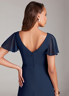 Azazie Soren Bridesmaid Dresses Dark Navy A-Line Ruched Chiffon Dress image7
