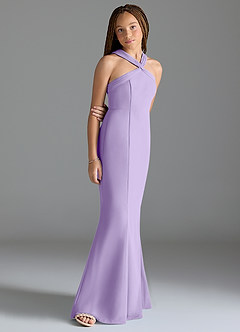 Azazie Rue Junior Lilac Mermaid Side Slit Chiffon Dress image3