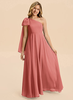 Azazie Averie Junior Antique Rose A-Line Pleated Chiffon Dress image5