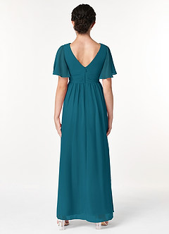 Azazie Temeka Junior Ink Blue A-Line Pleated Chiffon Dress image2