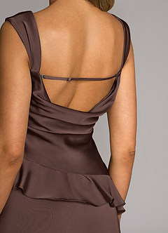 Azazie Sloane Vestidos de damas de honor Vestido de Ganache de Satén Elástico de Corte en A con Escote de Corazón image6