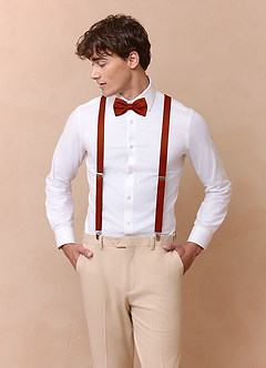 front Matching Matte Satin Bow Tie & Suspenders Set