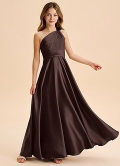 Azazie Charlize Junior Jurk van Stretch Satijn met A-Lijn Geplooid Ganache image5