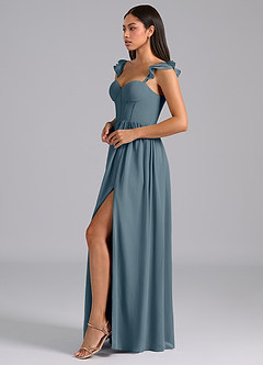 Azazie Denisse Brautjungfernkleider A-Linie Gestreift Chiffon Kleid Zwielichtviolett image3