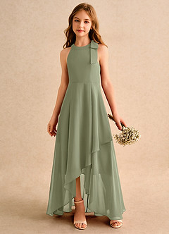 Azazie Boop Girls Formal Flower Girl Klänningar Klä A-Line i Chiffong Rosett image4