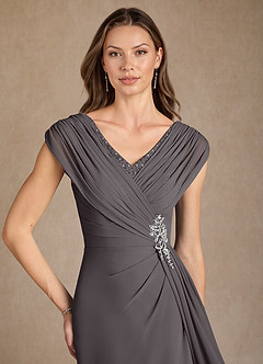 Azazie Bronson Mother of the Bride Dresses Steel Grey A-Line Pleated Chiffon Dress image5