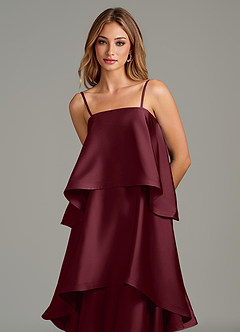 Azazie Azalea Robes de demoiselle d'honneur Robe Trapèze en Satin extensible Rayé Cabernet image2