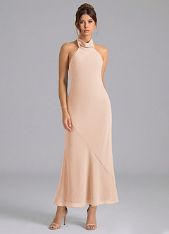 Azazie Velli Bridesmaid Dresses English Rose Mermaid High Neck Chiffon Dress image5